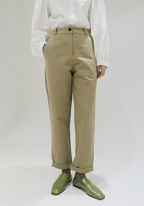 warm roll-up cotton pants (2color)
