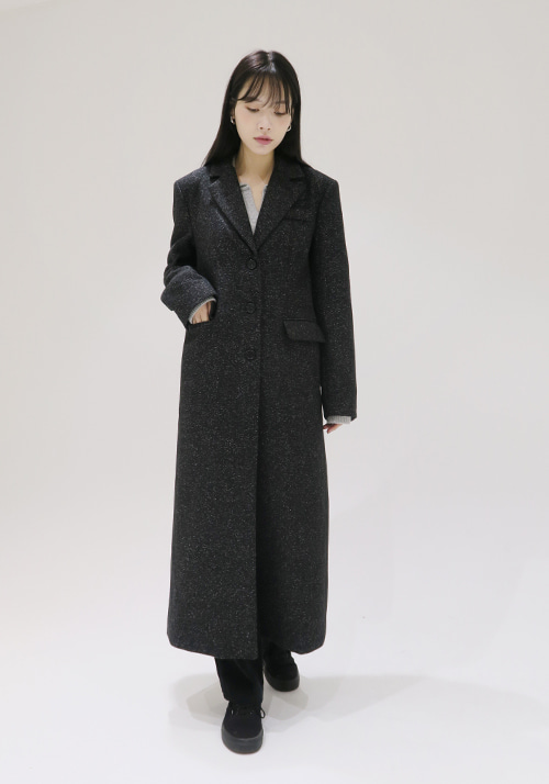 dot classic single long coat (2color) - black